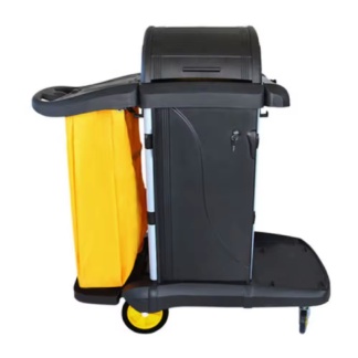 Black High Security Cleaning Cart with Hood & Doors